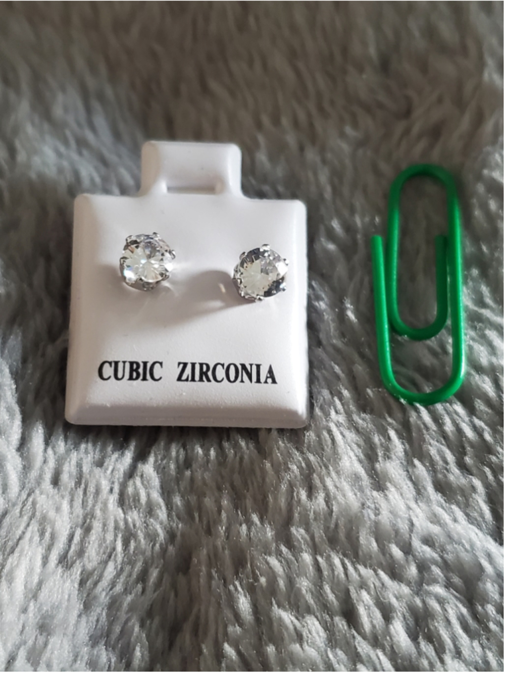 Cubic Zirconia Stud Earrings size #2 Silver and Clear